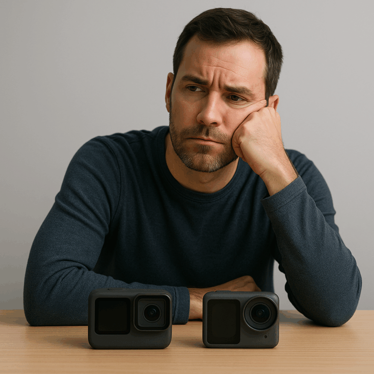 GoPro HERO 和 DJI Action 6 剪影的分割图像象征着延迟的发布日期